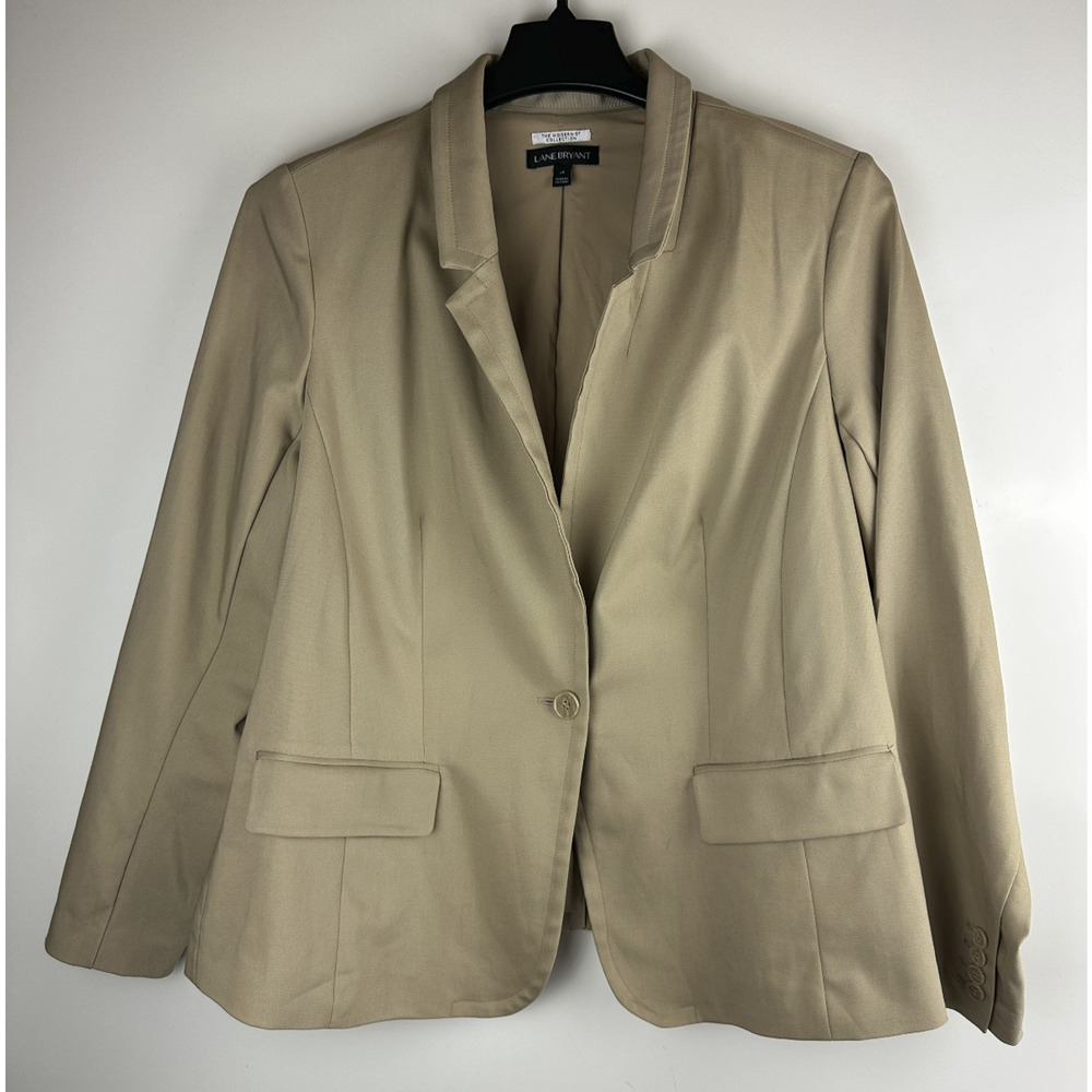 Lane Bryant The Modernist Suit Jacket Khaki Tan Blazer Plus Size 18 Career Lined - Picture 2 of 8